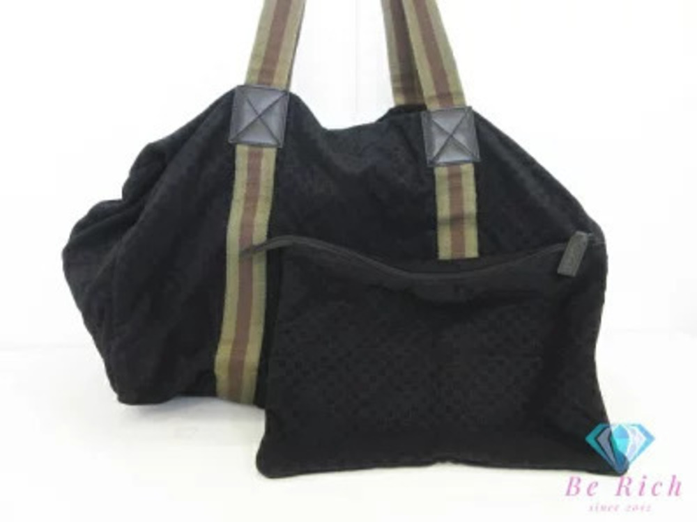 Gucci Boston bag Handbag Sherry Black Khaki Green Suede Leather